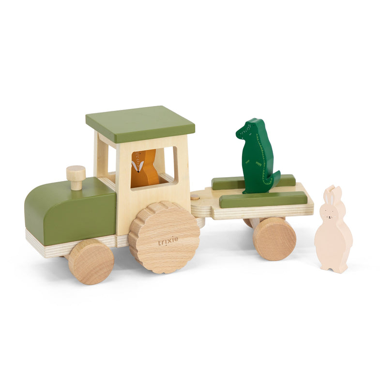 Trixie wooden tractor with trailer All Animals