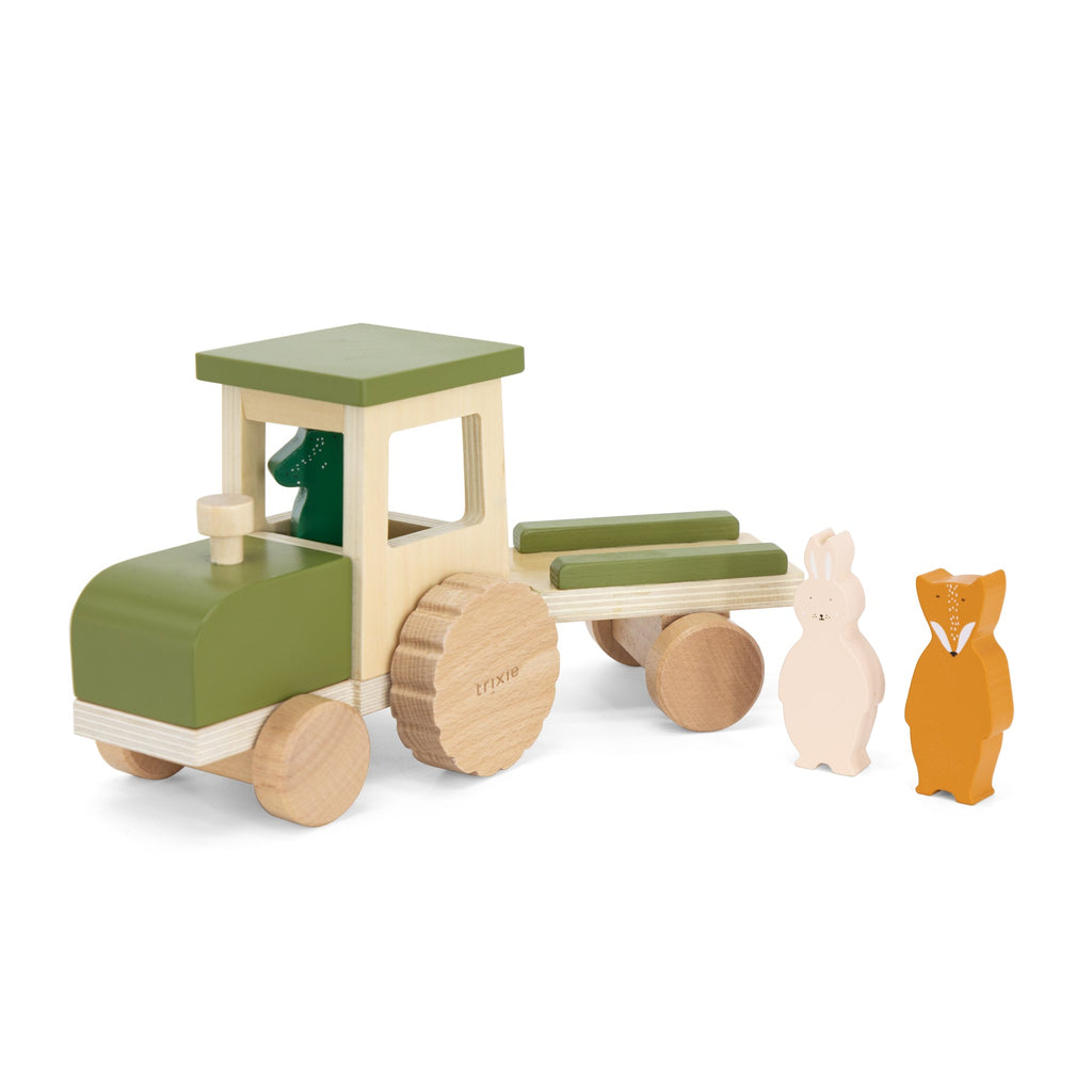 Trixie wooden tractor with trailer All Animals