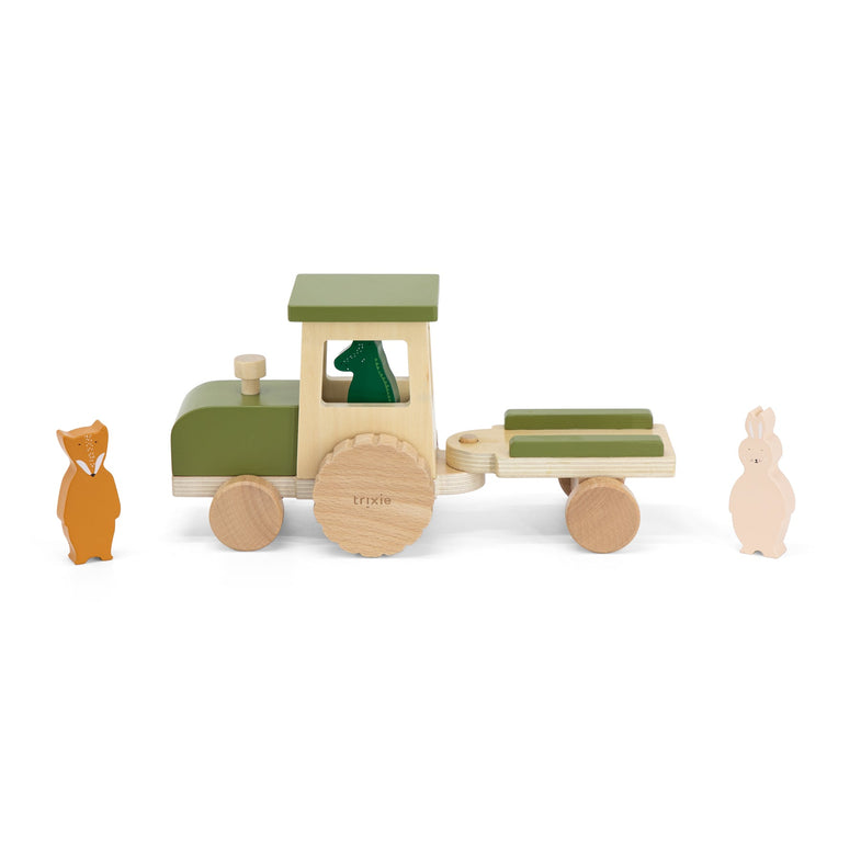 Trixie wooden tractor with trailer All Animals