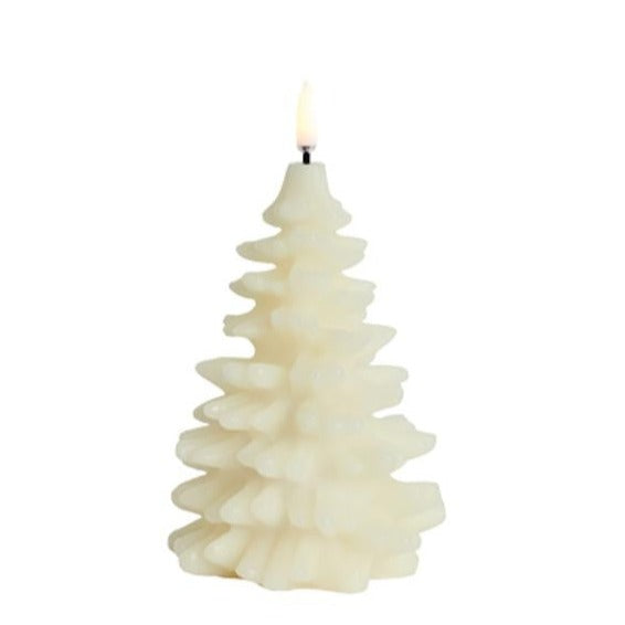 Uyuni Led Candle Christmas Tree Christmas Tree Candle 10x15 cm | Ivory Smooth