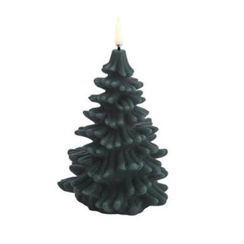 Uyuni Led Candle Christmas Tree Christmas Tree Candle 10x15 cm | Pine Green Smooth