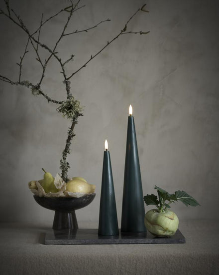 Uyuni LED Cone Candle 5.8x21.5 cm | Pine Green