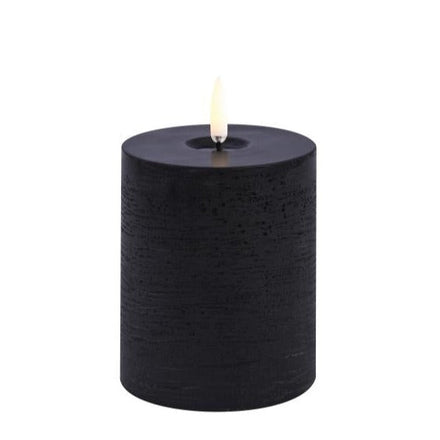 Uyuni LED Candle Pillar Melted Candle 7.8x10 cm | Forest Black Rustic