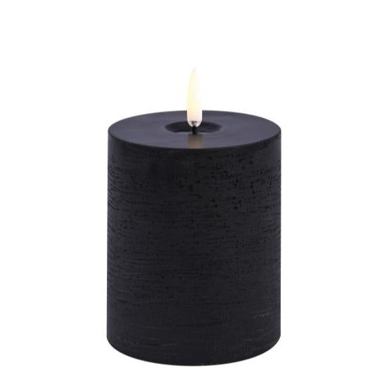 Uyuni LED Candle Pillar Melted Candle 7.8x10 cm | Forest Black Rustic