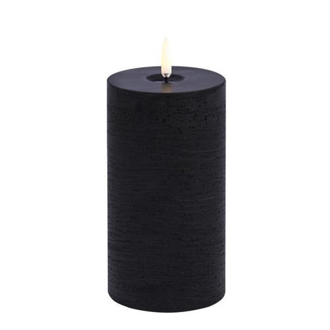 Uyuni LED Candle Pillar Melted Candle 7.8x15 cm | Forest Black Rustic
