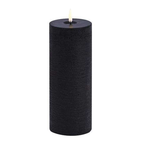 Uyuni LED Candle Pillar Melted Candle 7.8x20 cm | Forest Black Rustic