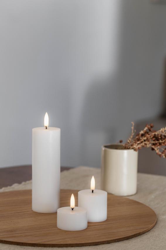 Uyuni LED Candle Pillar Melted Candle 5x4.5 cm | Nordic White Smooth
