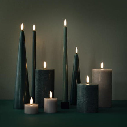 Uyuni LED Cone Candle 6.8x30 cm | Pine Green