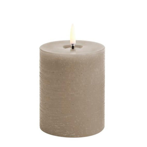 Uyuni LED Candle Pillar Melted Candle 7.8x10 cm | Sandstone Rustic