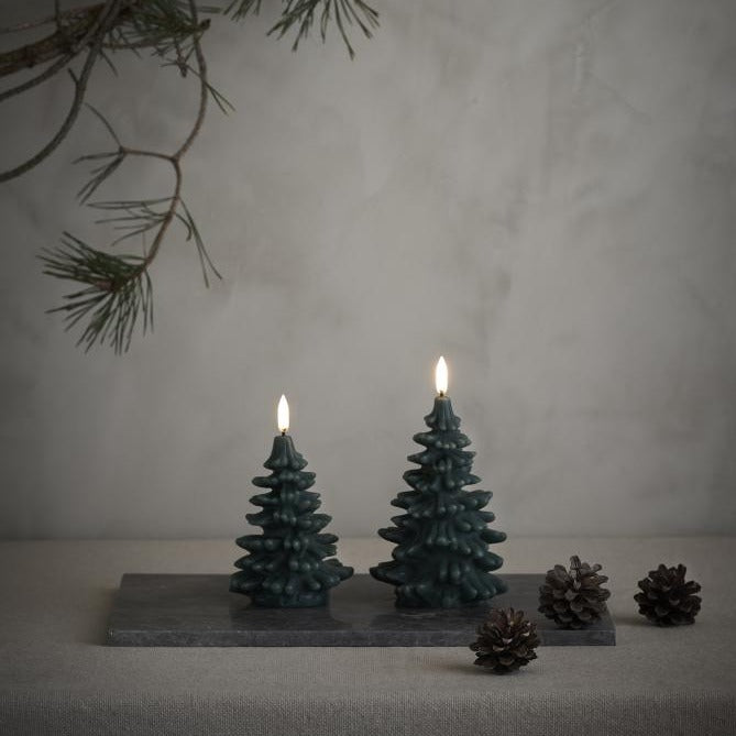 Uyuni Led Candle Christmas Tree Christmas Tree Candle 9x12 cm | Pine Green Smooth