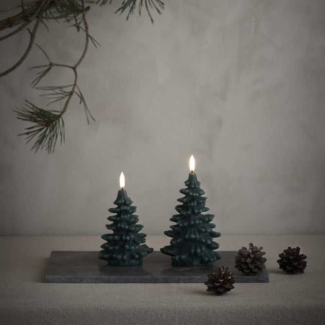 Uyuni Led Candle Christmas Tree Christmas Tree Candle 10x15 cm | Pine Green Smooth