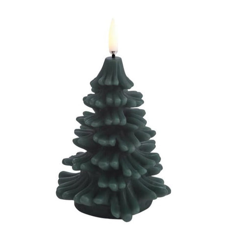 Uyuni Led Candle Christmas Tree Christmas Tree Candle 9x12 cm | Pine Green Smooth