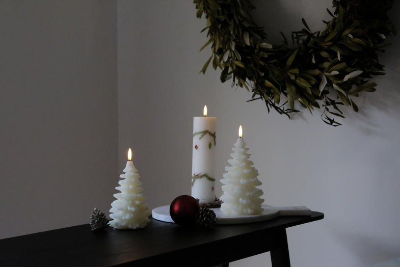 Uyuni Led Candle Christmas Tree Christmas Tree Candle 10x15 cm | Ivory Smooth