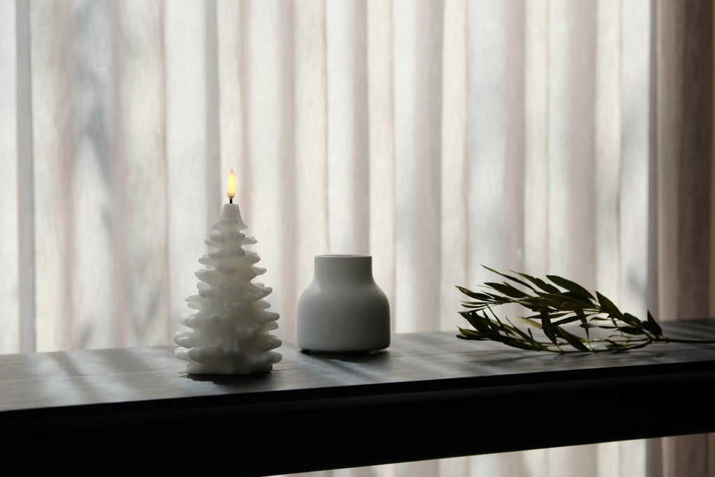 Uyuni Led Candle Christmas Tree Christmas Tree Candle 10x15 cm | Ivory Smooth