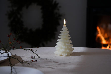 Uyuni Led Candle Christmas Tree Christmas Tree Candle 10x15 cm | Ivory Smooth