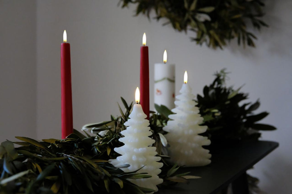 Uyuni Led Candle Christmas Tree Christmas Tree Candle 10x15 cm | Ivory Smooth