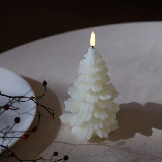Uyuni Led Candle Christmas Tree Christmas Tree Candle 10x15 cm | Ivory Smooth