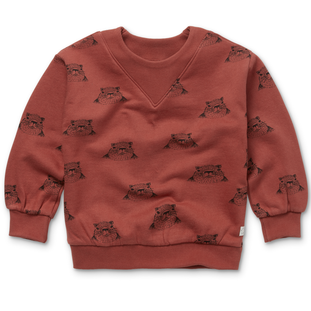 Sproet & Sprout Sweatshirt Rib Neck Marmot Pink | Barn Red