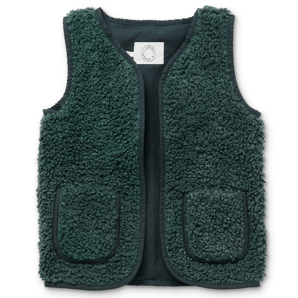 Sproet & Sprout Teddy Gilet | Smoke pine