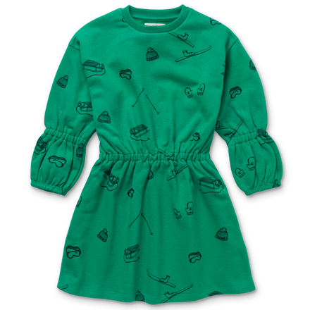 Sproet & Sprout Sweat Dress Ski Print | Fern Green