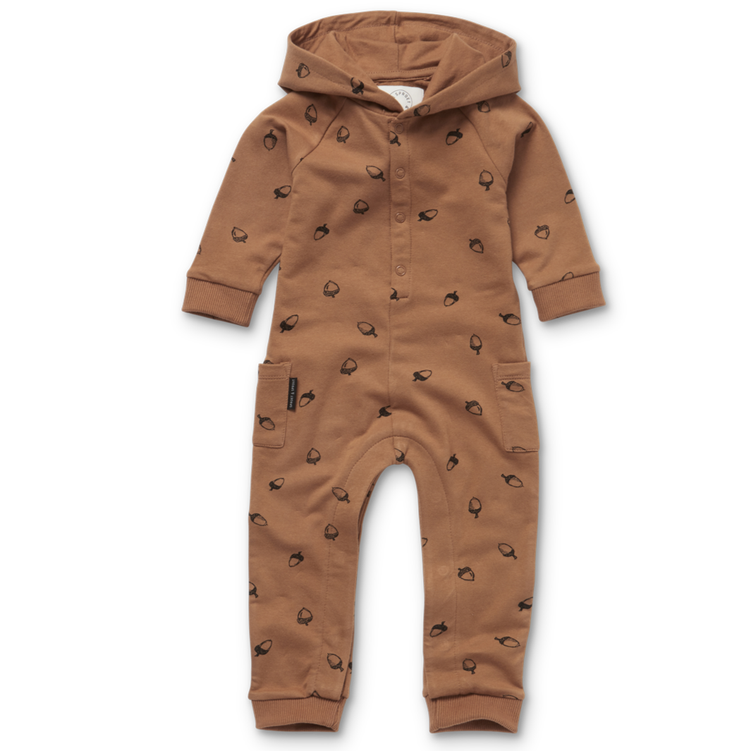 Sproet & Sprout Baby Onesie Hoodie Acorn Print | Lion