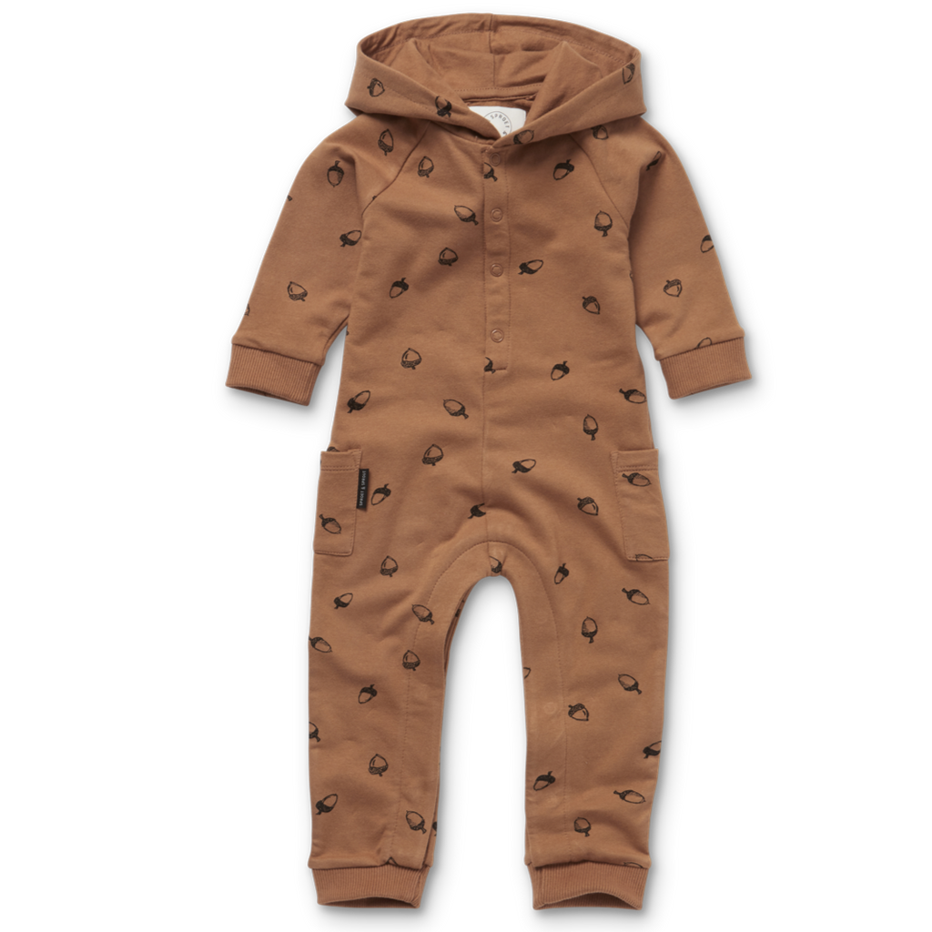 Sproet & Sprout Baby Onesie Hoodie Acorn Print | Lion