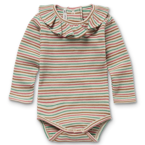 Sproet & Sprout Romper Collar Waffle Stripe | Ivory