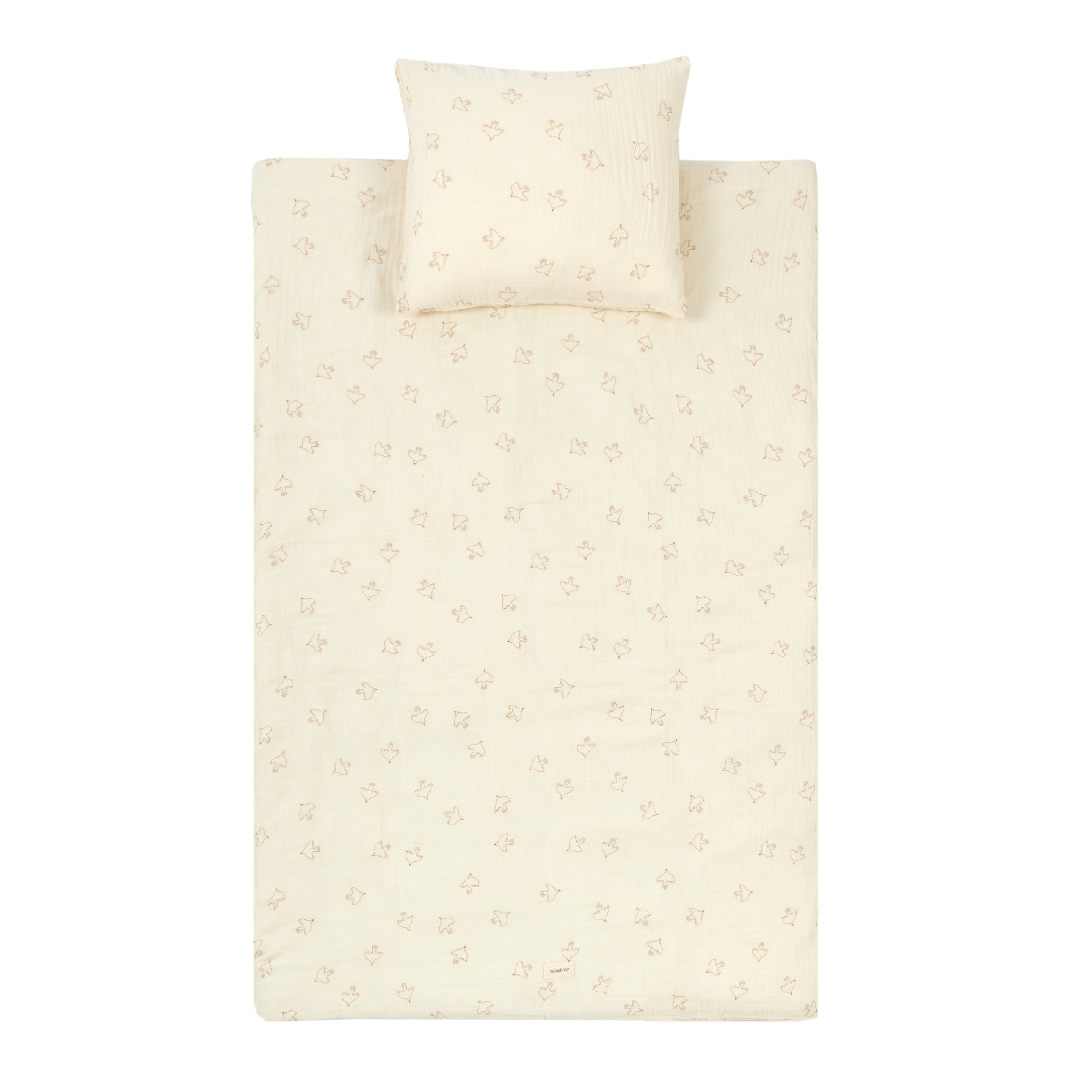 Nobodinoz Wabi Sabi Duvet cover set 100x140cm | Brown Hoshi Birds