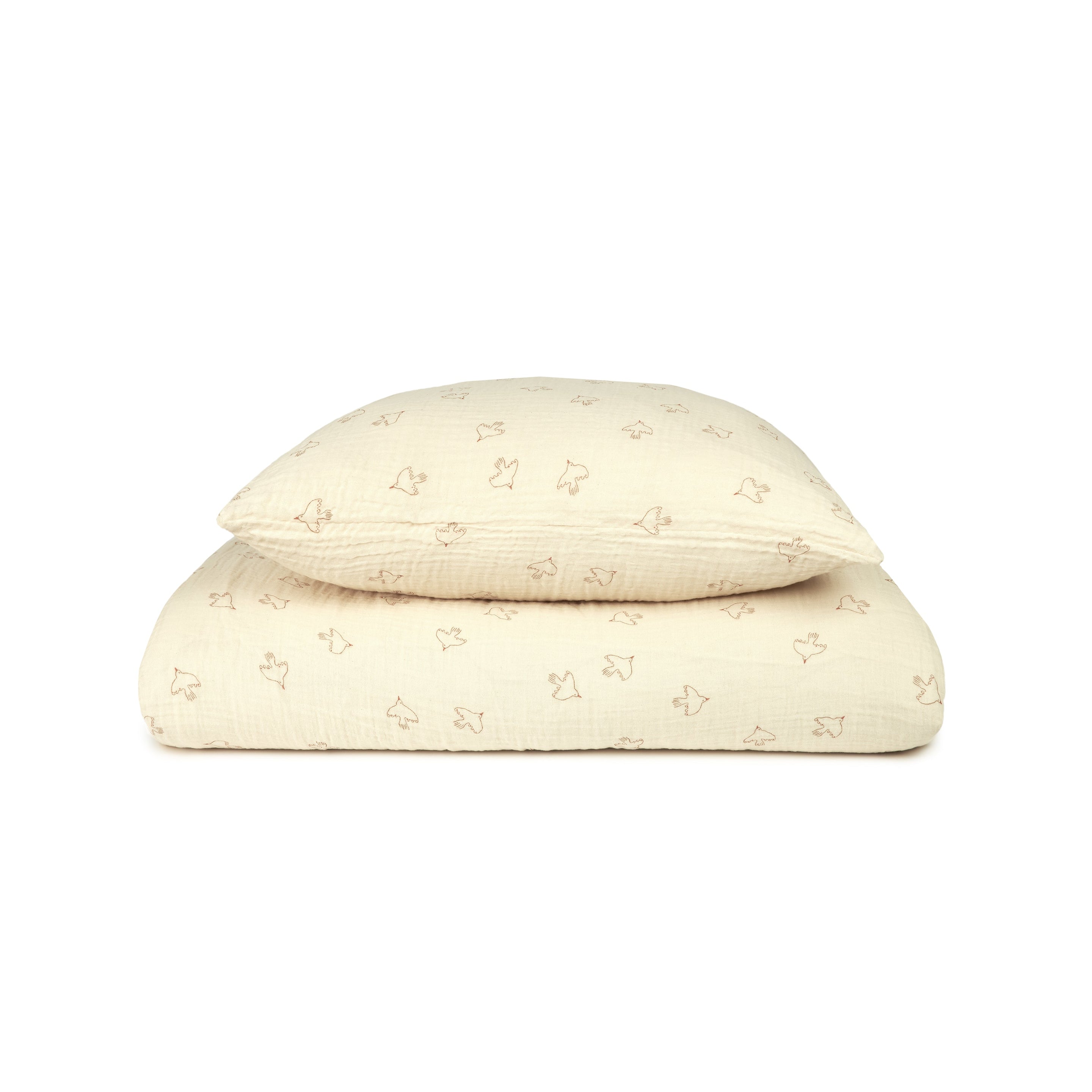 Nobodinoz Wabi Sabi Duvet cover set 100x140cm | Brown Hoshi Birds