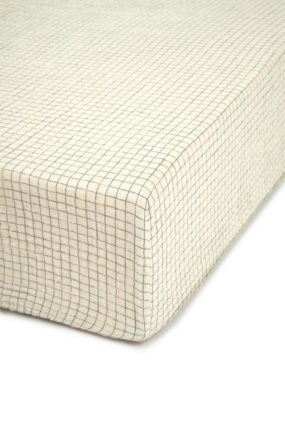 Nobodinoz Wabi Sabi fitted sheet 70x140x15cm | Blue Grid