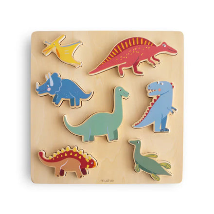 Mushie Wooden Inlay Puzzle | Dino