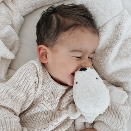 Cuddle Toy Heat cushion With cherry seeds Seal Small White