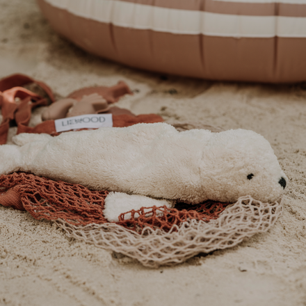 Cuddle Toy Heat cushion With cherry seeds Seal Small White