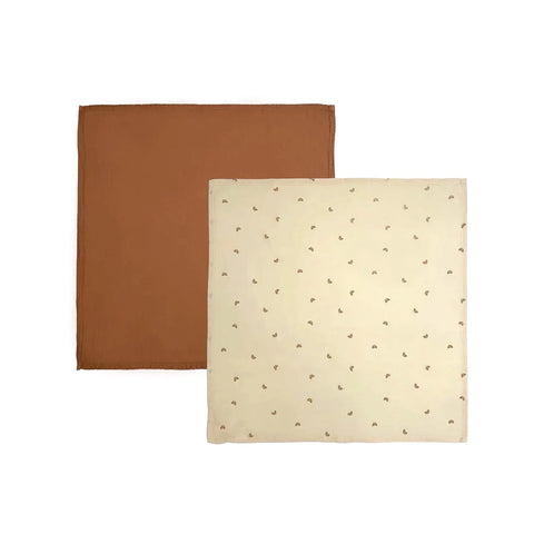 OYOY Living Set 2 Hydrophilic cloths 70x70cm | Brown - Croissant Print