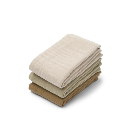 Liewood Lewis Set 3 Hydrophilic Cloths 70x70cm | Sandy Mix