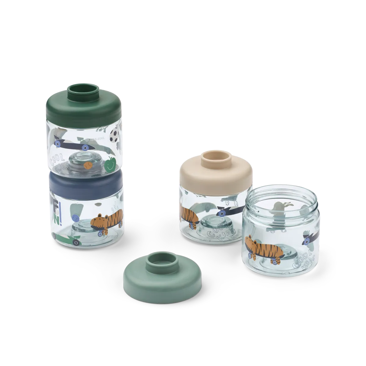 Liewood Dominique Baby Food Storage Jars 100ml 4-Pack | Fun / Beach Blue
