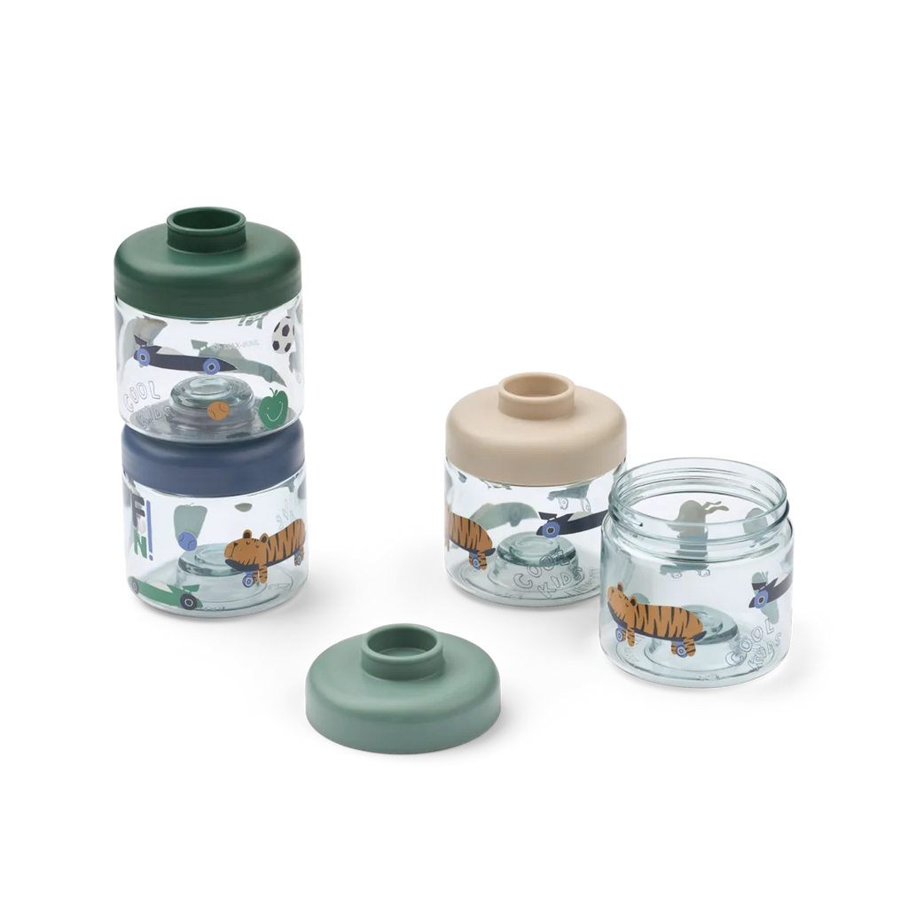 Liewood Dominique Baby Food Storage Jars 100ml 4-Pack | Fun / Beach Blue