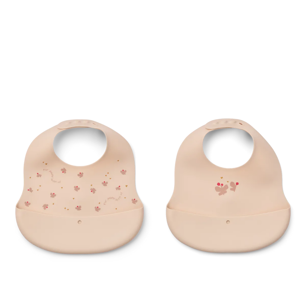 Liewood Ember Printed Bib 2-Pack | Mini Butterfly / Apple Blossom