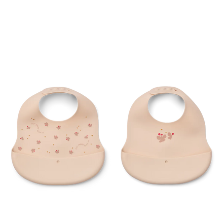 Liewood Ember Printed Bib 2-Pack | Mini Butterfly / Apple Blossom