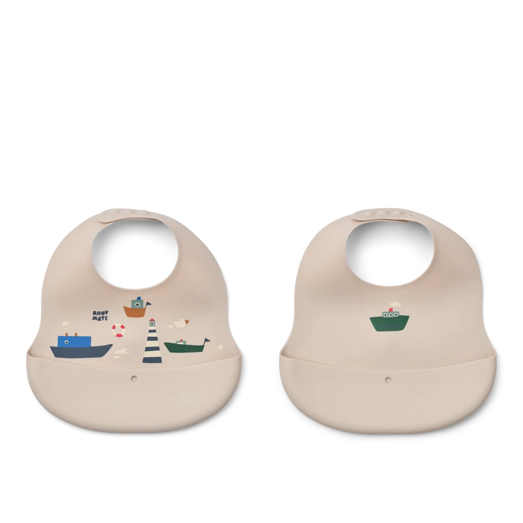 Liewood Ember Printed Bib 2-Pack | Sailing / Sandy