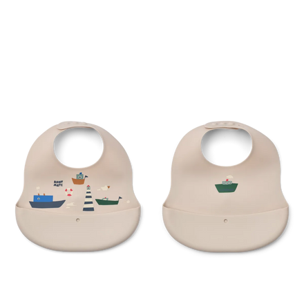 Liewood Ember Printed Bib 2-Pack | Sailing / Sandy