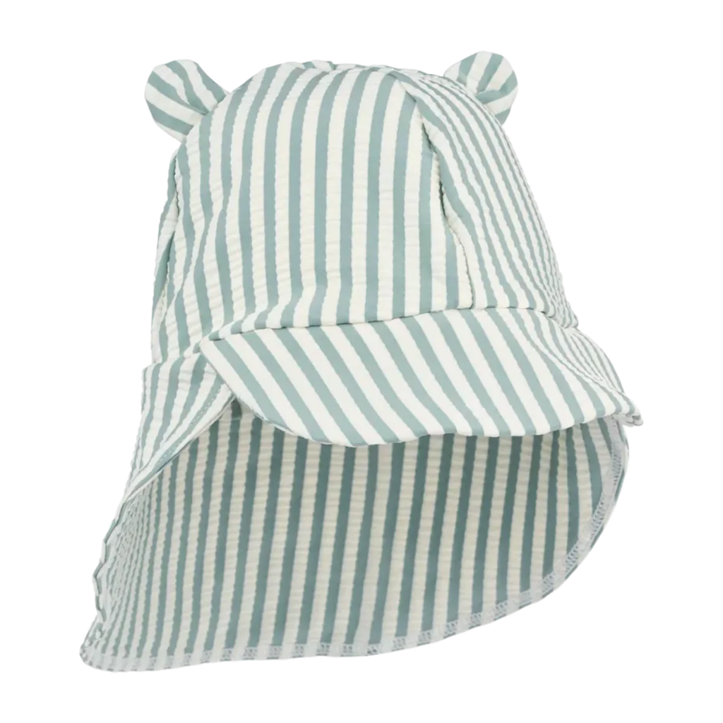 Liewood Senia Seersucker UV Sun Hat with Ears | Peppermint / Sandy