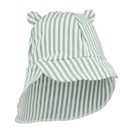 Liewood Senia Seersucker UV Sun Hat with Ears | Peppermint / Sandy
