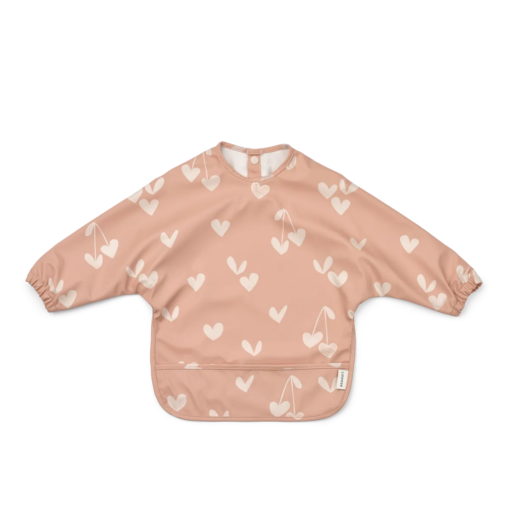 Liewood Merle Printed Bib With Sleeves | Sweethearts / Pale Tuscany