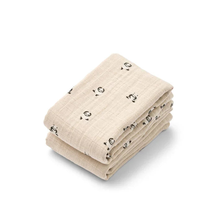 Liewood Lewis Muslin Cloths 2-Pack | Mini Panda / Sandy Mix