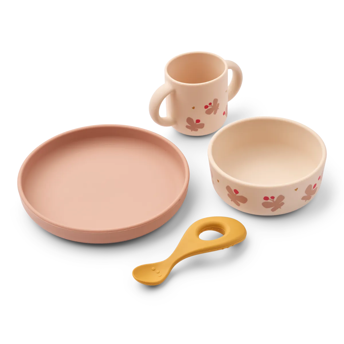 Liewood Vivi Printed Dining Set | Butterfly / Apple Blossom