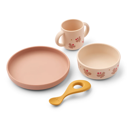 Liewood Vivi Printed Dining Set | Butterfly / Apple Blossom