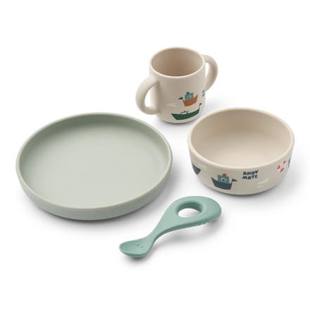 Liewood Vivi Printed Dining Set | Sailing / Sandy