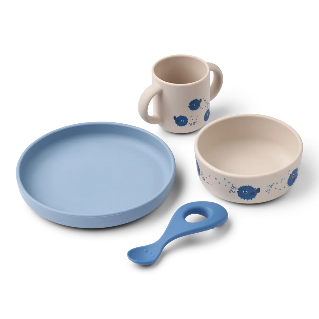 Liewood Vivi Printed Dining Set | Pufferfish / Sandy