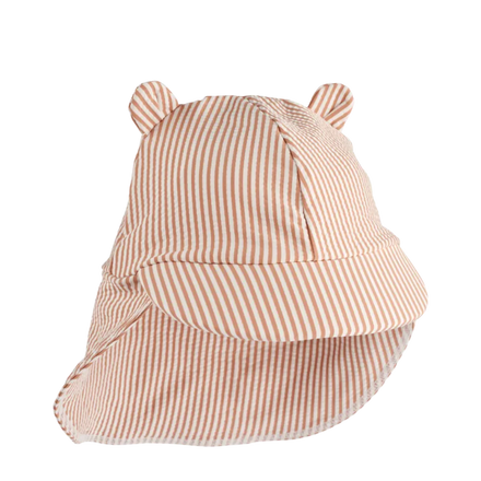 Liewood Senia Seersucker UV Sun Hat with Ears | Pale Tuscany / Creme De La Creme